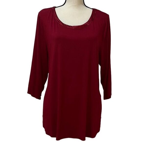Alfani Ruby Red Scoop Neck 3/4 Sleeve Blouse Size XXL/20 NWT - Picture 1 of 11